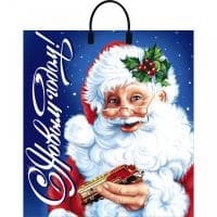 Пакет 40х44, 100 мкм, Новый год, с пл.ручкой