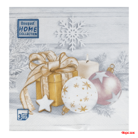Салфетки 33х33, 20 шт., 3 сл. Праздничный натюрморт Золото Home Collection Classic/12