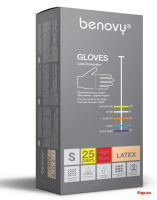 Перчатки латекс Benovy  р-р S High Risk  25 пар/уп/10 Перчатки латекс Benovy  р-р S High Risk  25 пар/уп/10