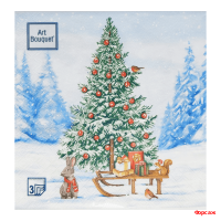 Салфетки 33х33, 20 шт., 3 сл. Лесная красавица Арт Букет/12