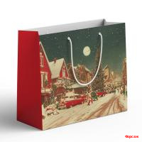Пакет подарочный бумажный Новогодний 40*30*12/10