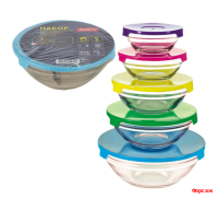 Набор из 5 стеклянных мисок с крышками INSALATO (150/210/360/510/920мл)