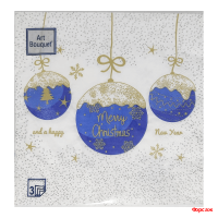 Салфетки 33х33, 20 шт., 3 сл. Три синих шара Арт Букет/12