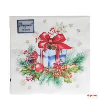 Салфетки 24х24, 25 шт., 3 сл. Подарок на Новый год Bouquet de Luxe/1