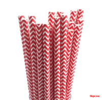 Бумажные трубочки 6*197 100шт красные/25