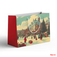Пакет подарочный бумажный Новогодний 22*15*12/10