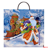 Пакет с пластик.ручками 37х35-90мкм Сказочный поезд (10/100)