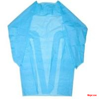 Халат на завязках голубой 10 шт. в упак./100 шт. в кор.