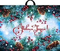 Пакет с петл. ручкой 71х55 (90) НГ (Голубая ель)/25 шт