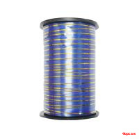 Лента подар. с золотой полосой  5мм/250м, СИНЯЯ