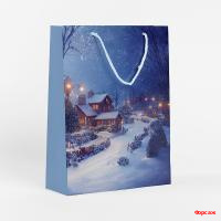 Пакет подарочный бумажный Новогодний 26*36*14/10