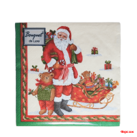 Салфетки 24х24, 25 шт., 3 сл. Дед Мороз с подарками Bouquet de Luxe/1