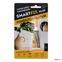Супер-клей универсальный SmartFix GLUE, 3гр, индивидуальный блистер,1 шт, A.D.M./100