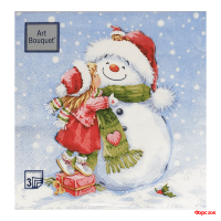 Салфетки 33х33, 20 шт., 3 сл. Девочка и снеговик Арт Букет/12