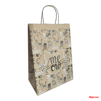 Пакет-сумка крафт МЯУ 35*15*26  с кручеными ручками/250