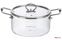 Кастрюля ITALIANO, объем 2,5 л, из жаропрочного боросиликатного стекла с крышкой с пароотводом
