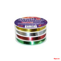 Лента подарочная 10мм*3м, микс 4 цвета,зеленый-красный-серебряный-золотоой