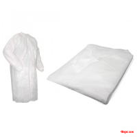Халат на липучках, 110 см белый, XXL пл. 25 г/м2 ,10 шт. в уп./80/100 шт. в кор.