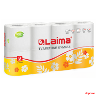 Т/бумага LAIMA,  2-х сл., 8 шт в упаковке, белая