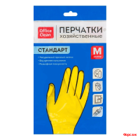 Перчатки хоз. латексные Офис Клин Стандарт М с х/б напыл. 12/240