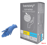 Перчатки нитриловые L Benovy неопуд. голубые/100 шт./10 Перчатки нитриловые L Benovy неопуд. голубые/100 шт./10