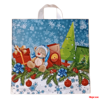 Пакет с петлевой ручкой 42х44 70 мкм Подарки к новому году/300