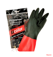 Перчатки хозяйственные BICOLOR черно-красные XL