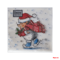 Салфетки 24х24, 40 шт., 1 сл. Ёжик на коньках Design/32