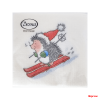 Салфетки 24х24, 40 шт., 1 сл. Ёжик-лыжник Design/32