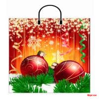 Пакет с пл. ручкой 38*35=100 НГ Елочные игрушки/100