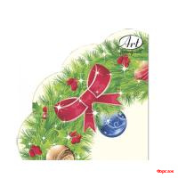 Салфетки круглые Новогодний венок-2, 3-х сл. 12шт/15