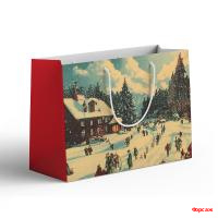Пакет подарочный бумажный Новогодний 22*15*12/10
