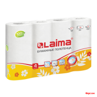 Полотенца бумажные бытовые, спайка 4 шт., 2-х слойные, (4х18 м), LAIMA, 22х23 см, белые Полотенца бумажные бытовые, спайка 4 шт., 2-х слойные, (4х18 м), LAIMA, 22х23 см, белые