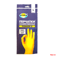 Перчатки хоз. латексные АВИОРА L с х/б напыл. 12/240