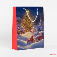 Пакет подарочный бумажный Новогодний 26*36*14/10