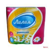 Т/бумага  Лилия Ромашка белая 2-х сл. 4 рул./12 уп.