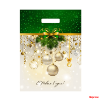 Пакет с вырубной ручкой 31х40, 60 мкм Новогодние украшения 50/500 Пакет с вырубной ручкой 31х40, 60 мкм Новогодние украшения 50/500