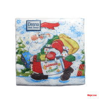Салфетки 24х24, 40 шт., 1 сл. Дед Мороз с подарками Design/32