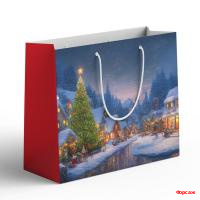 Пакет подарочный бумажный Новогодний 40*30*12/10