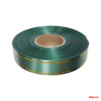 Лента подарочная с золотой полосой 20мм/50м, ЗЕЛЕНАЯ