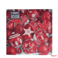 Салфетки 24х24, 25 шт., 3 сл. Новогодняя композиция. Красная Bouquet de Luxe/1