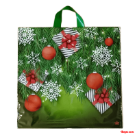 Пакет с петлевой ручкой 42х44 70 мкм Подарки в елках/300