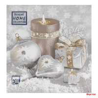 Салфетки 33х33, 20 шт., 3 сл. Праздничный натюрморт Серебро Home Collection Classic/12