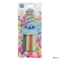 Свечи для торта Яркая полоска с держателями (24 шт./уп.)/24уп