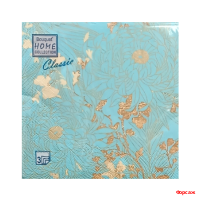 Салфетки 33х33, 20 шт, 3 сл. Золотые цветы на тиффани/12