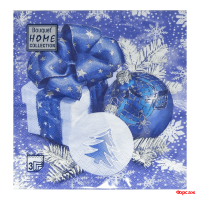 Салфетки 33х33, 20 шт., 3 сл. Новогодняя композиция (синяя) Home Collection Classic/12