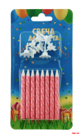 Свечи для торта с держателями (8 шт./уп.) Розовый металлик