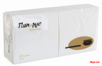 Салфетки «Папирус Люкс» двухслойные 33х33 см белые 250 шт