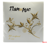 Салфетки «Папирус» трехслойные 33х33 см белые 30 шт