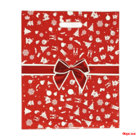 Пакет с вырубной ручкой 45х38, 60 мкм Красный бантик/50/500 Пакет с вырубной ручкой 45х38, 60 мкм Красный бантик/50/500